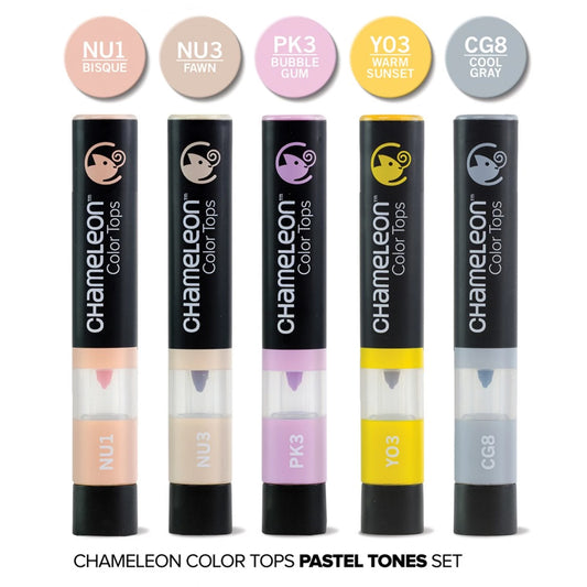 SET DE 5 STYLOS CHAMELEON DANS LES TONS PASTEL