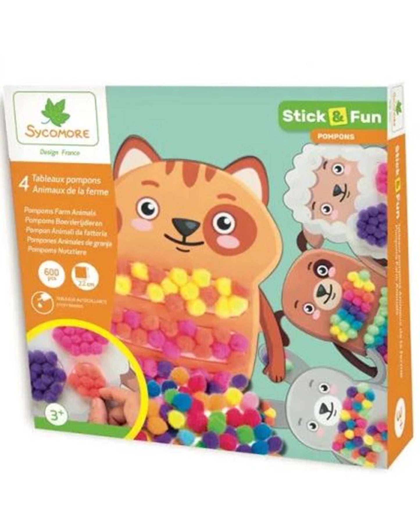 STICK'N FUN PM POMPONS ANIMAUX DE LA FERME (FR-DE-IT)