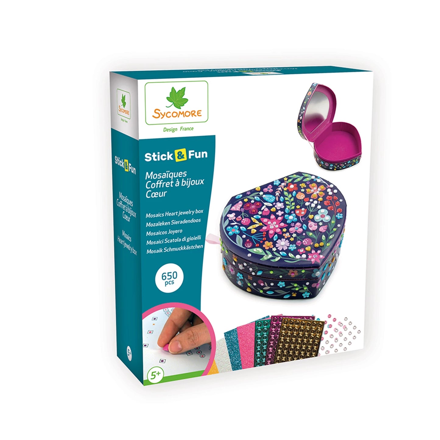 STICK'N FUN MOSAÏQUES 3D COFFRET CŒUR (FR-DE-IT)