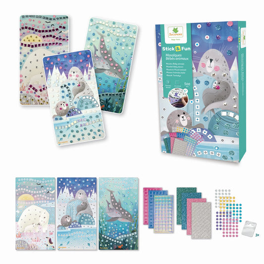 SYCOMORE - STICK'N FUN XS MOSAÏQUES BÉBÉS ANIMAUX MARINS (FR-DE-IT) - F/F/D/D/I/I/F/D/I/ML