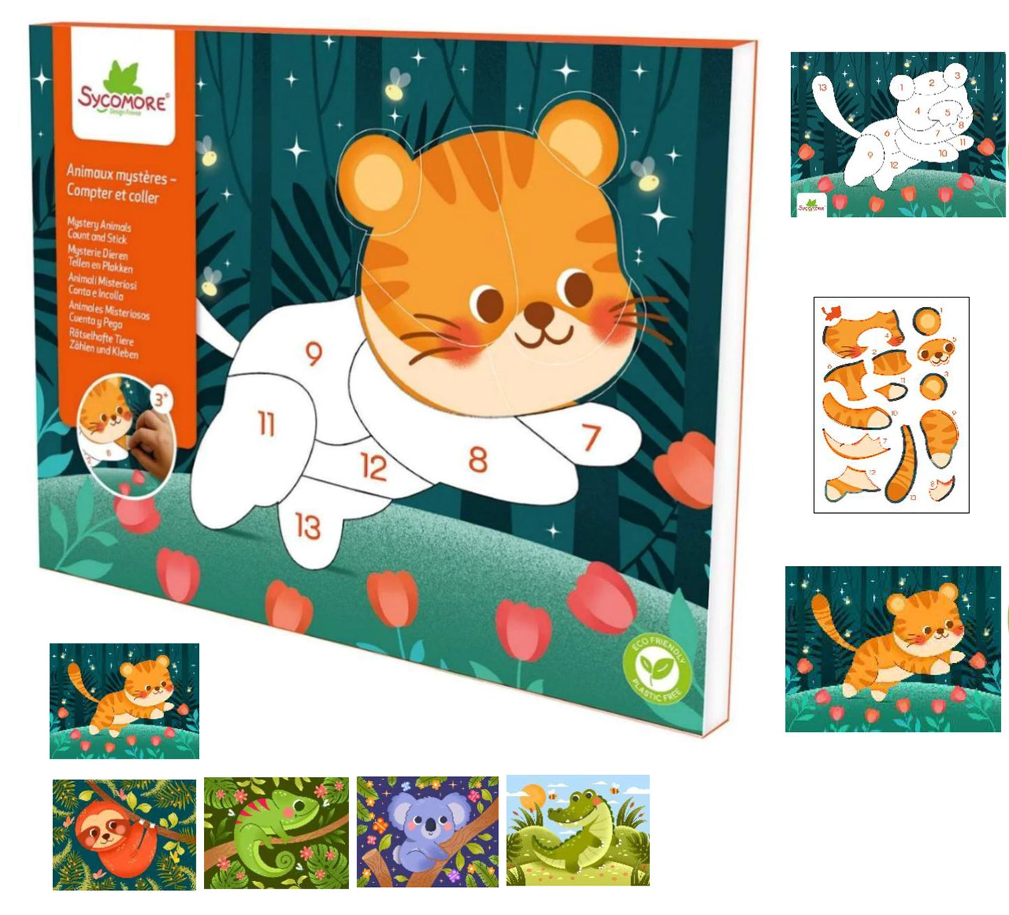 SYCOMORE - TASCHE AUTOCOLLANT PAR NUMERO ANIMAUX MYSTERIEUX (FR-DE-IT) - F/D/I/ML