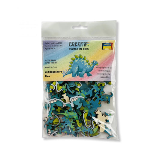 PZ BOIS ENFANT - LE STÉGOSAURE BLEU 35PC