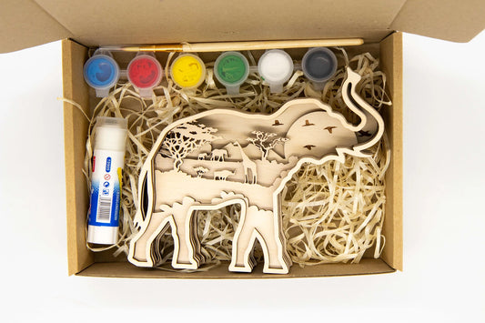 KIT EN BOIS 3D UN ÉLÉPHANT À PEINDRE