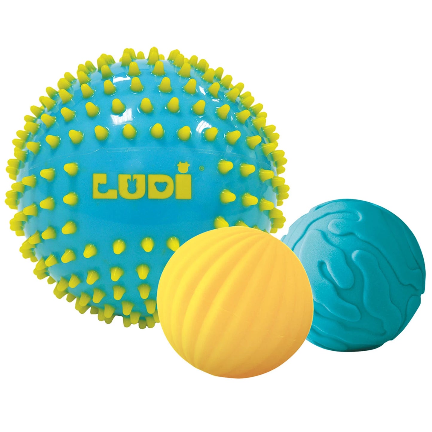 LUDI - 3 SENSORISCHE BÄLLE BLAU - F/D/I/I