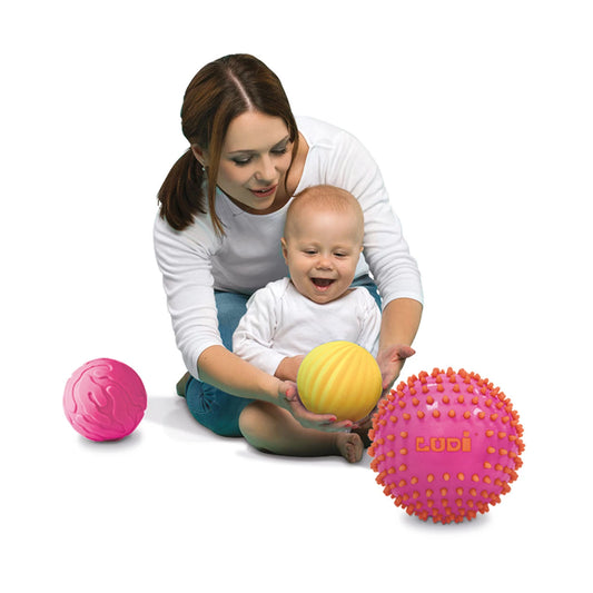 LUDI - 3 BALLES SENSORIELLES ROSES - F/D/D/I