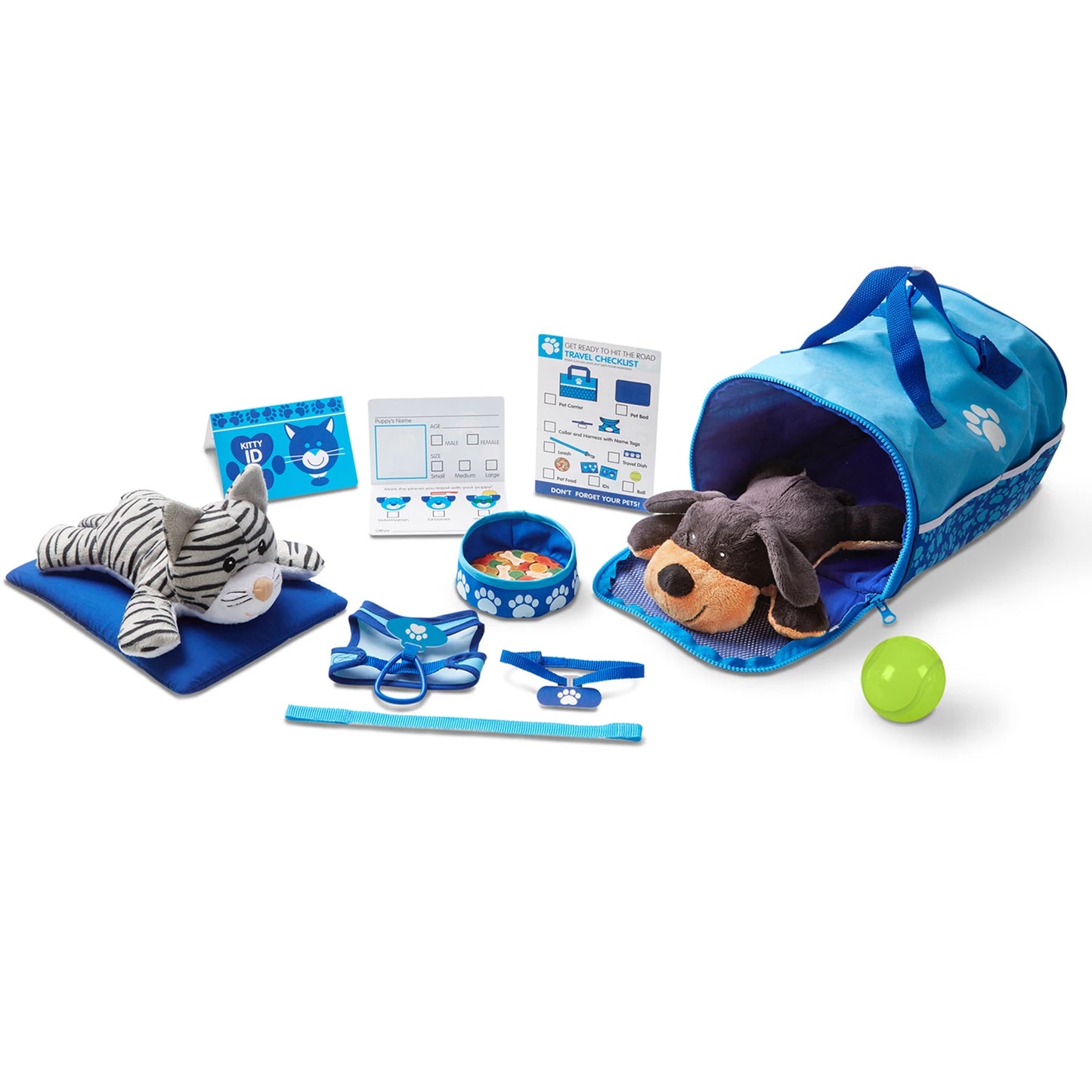 KIT DE VOYAGE POUR ANIMAUX JOUETS (FR-DE-EN-ES)