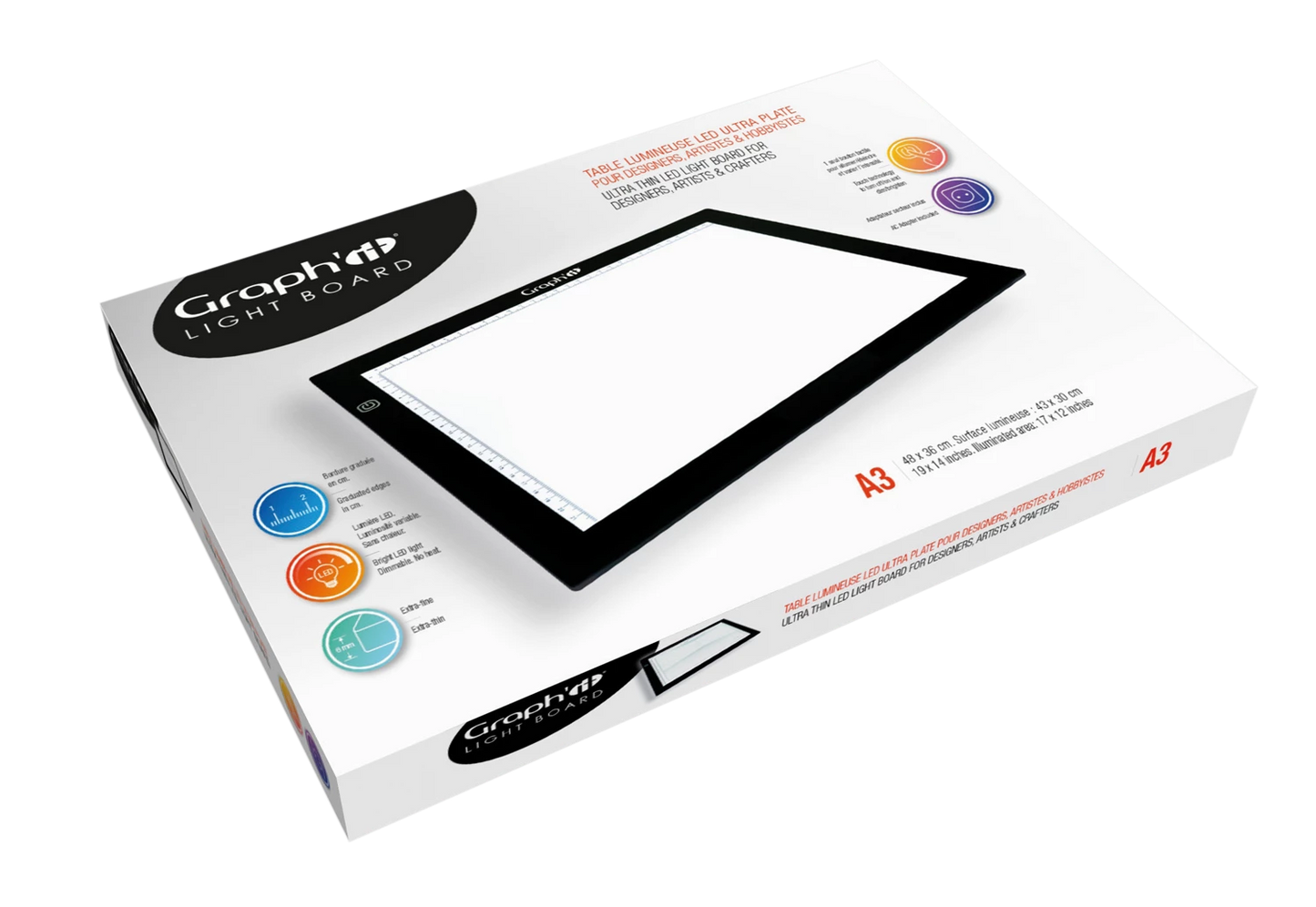TABLE LUMINEUSE GRAPH'IT A3 LED ULTRA PLATE 30X43CM