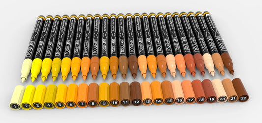 TOOLI ENSEMBLE DE MARQUEURS ACRYLIQUES JAUNES 22 MARQUEURS EF 07MM