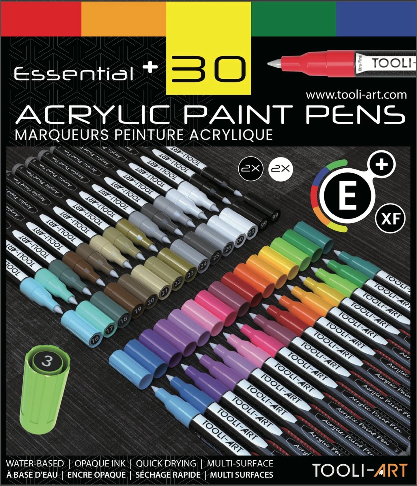 TOOLI SET DE CRAYONS ACRYLIQUES ESSENTIEL 30 PIÈCES EF 07MM