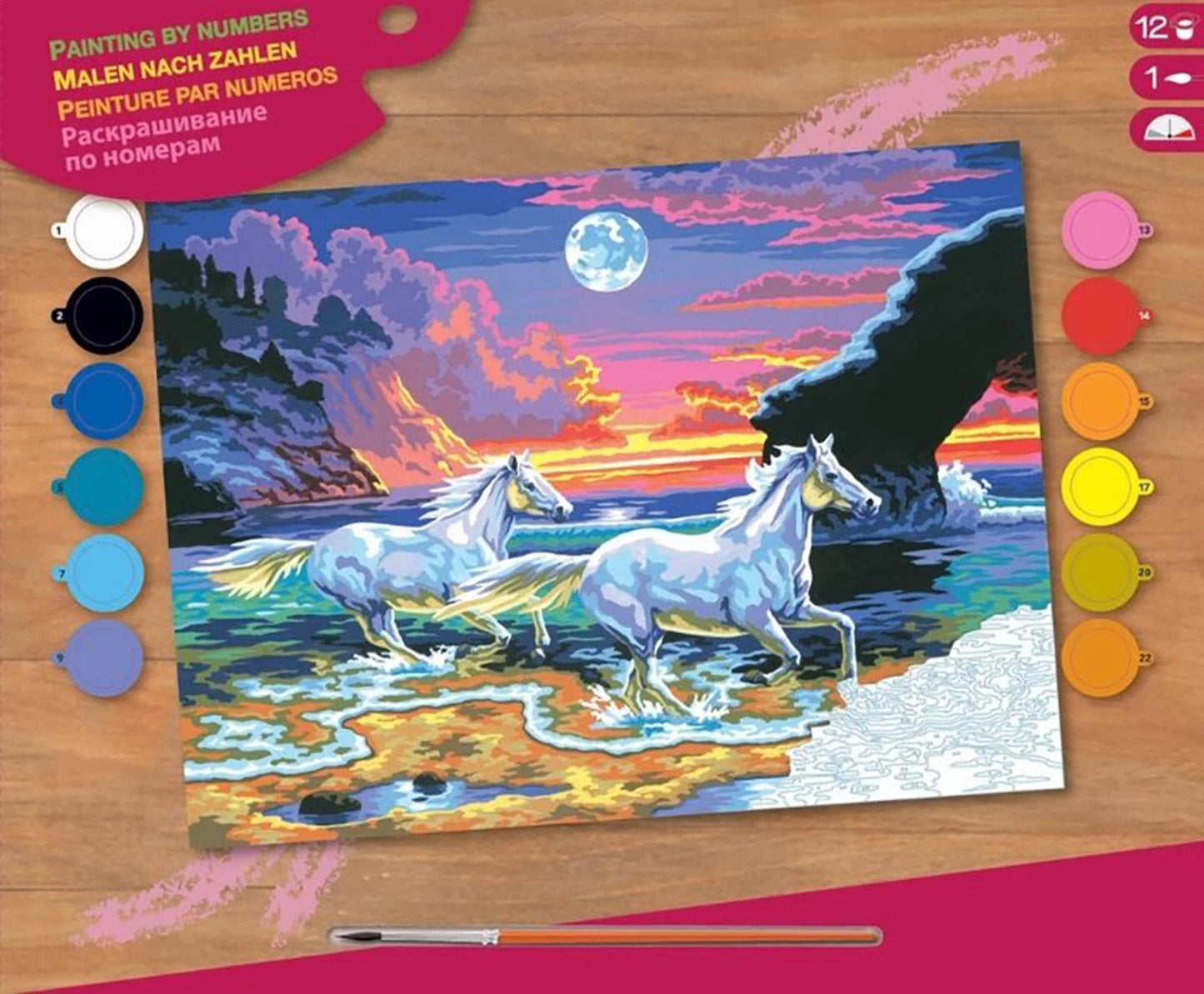 PROFITEZ DE LA PEINTURE D'ART N° 30X40CM-CHEVAUX AU CRÉPUSCULE