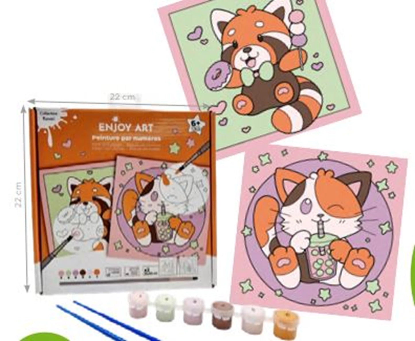 ENJOY ART PEINTURE PAR NUMÉROS 20X20CM JUNIOR KAWAII CHAT PA