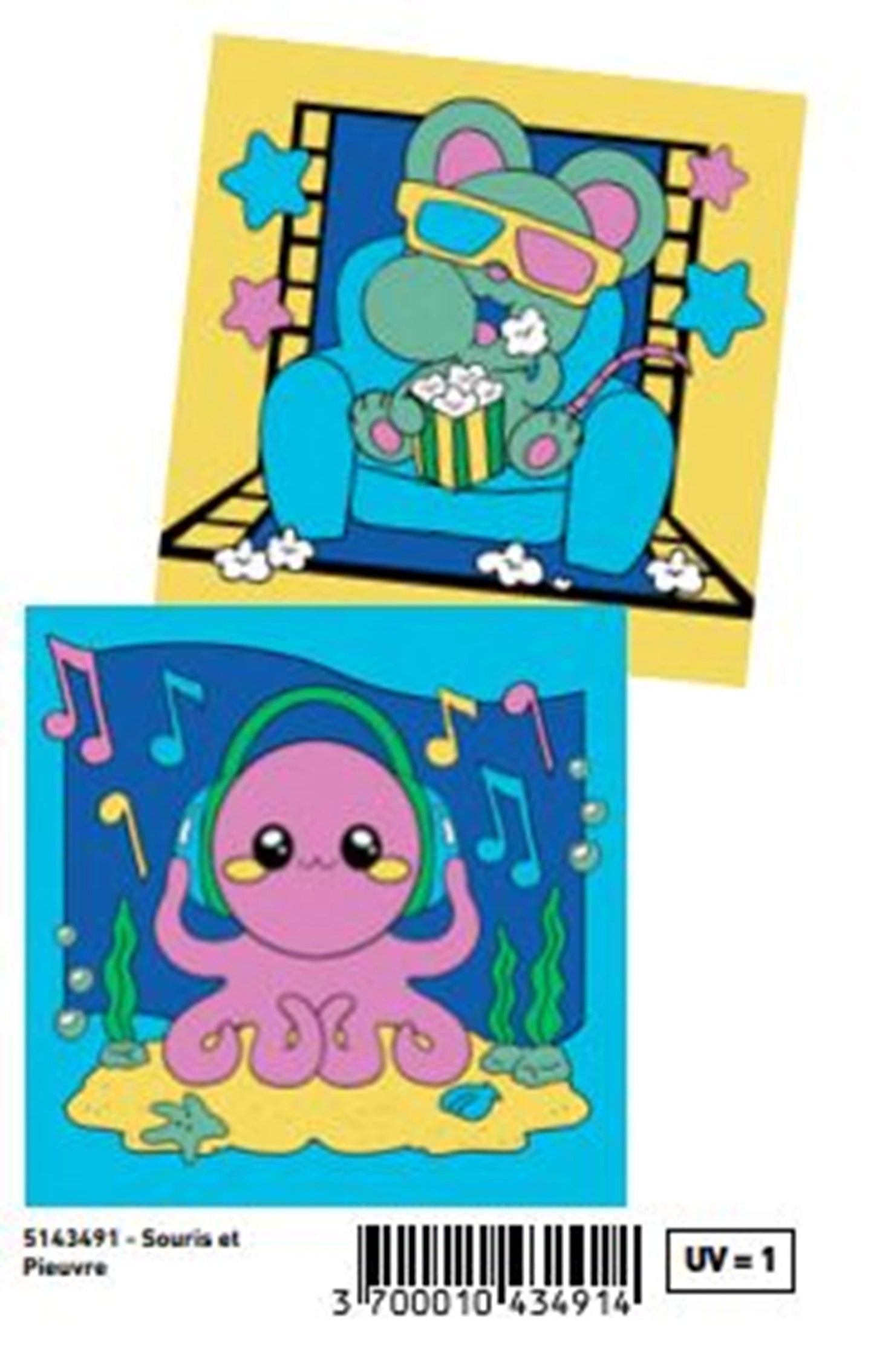 ENJOY ART PEINTURE PAR NUMÉROS 20X20CM JUNIOR KAWAII SOURIS