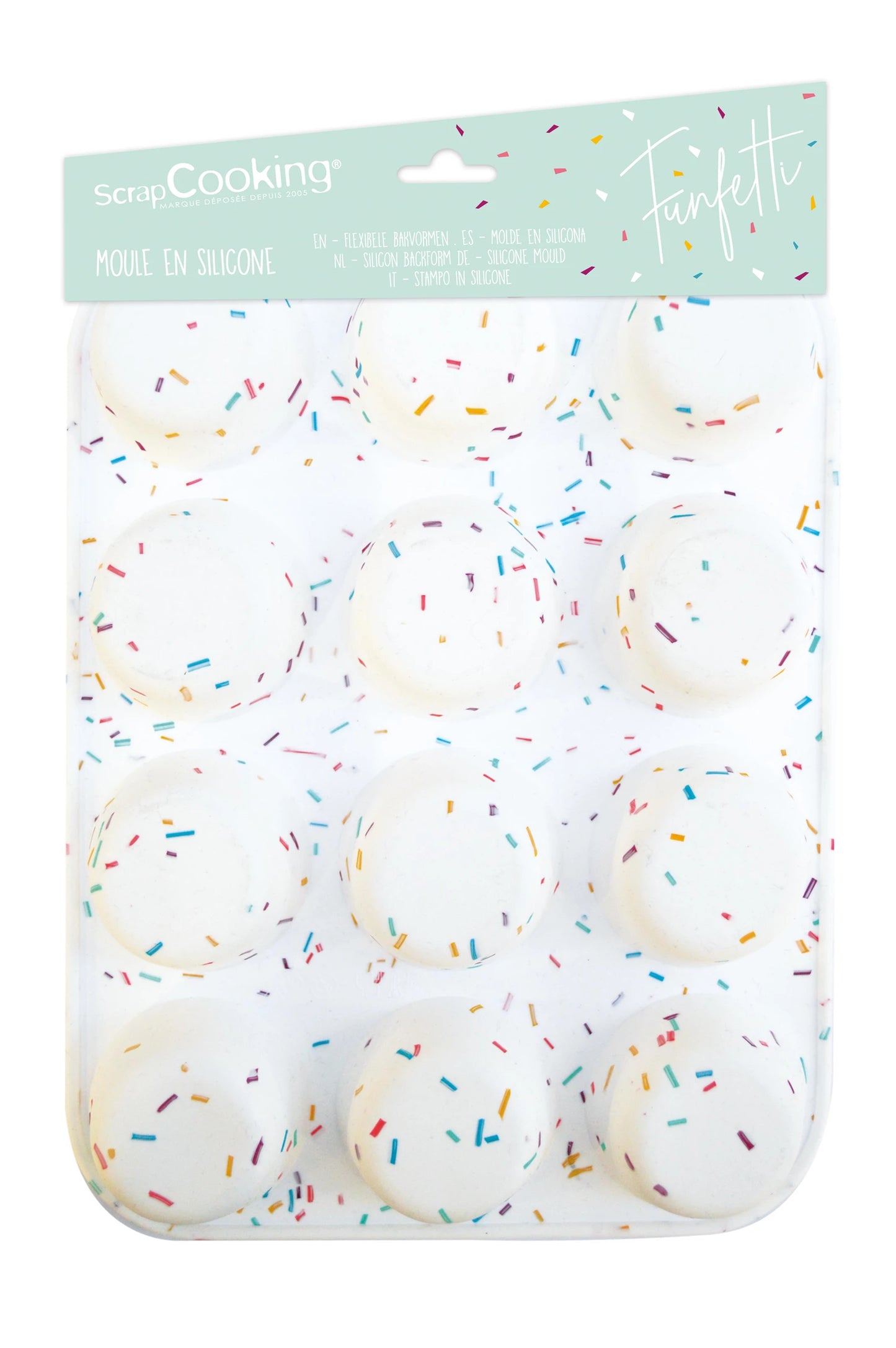 MOULE EN SILICONE 12 MUFFINS - FUNFETTI