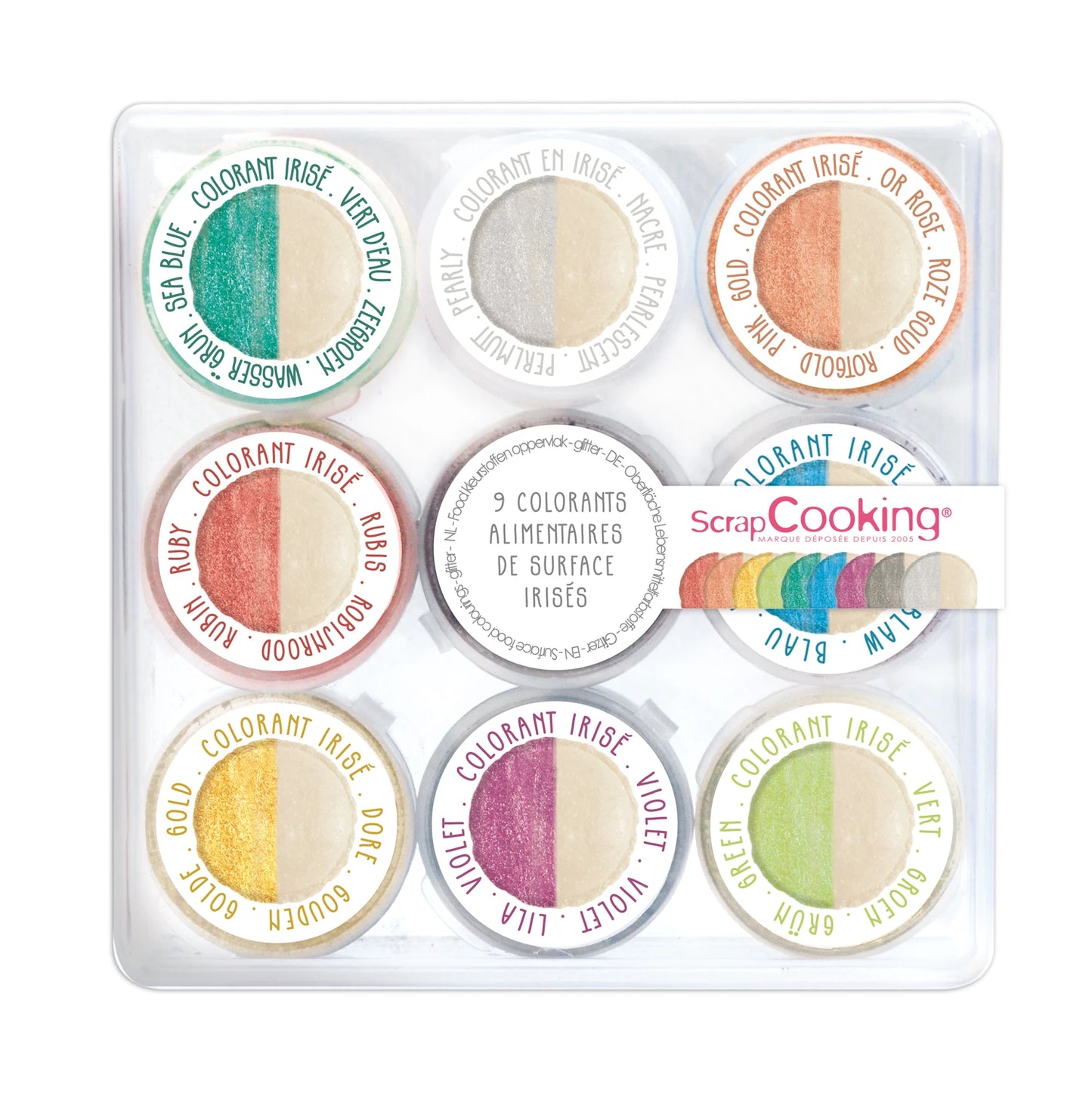 9 COLORANTS ALIMENTAIRES EN POUDRE POUR SURFACES IRISÉES