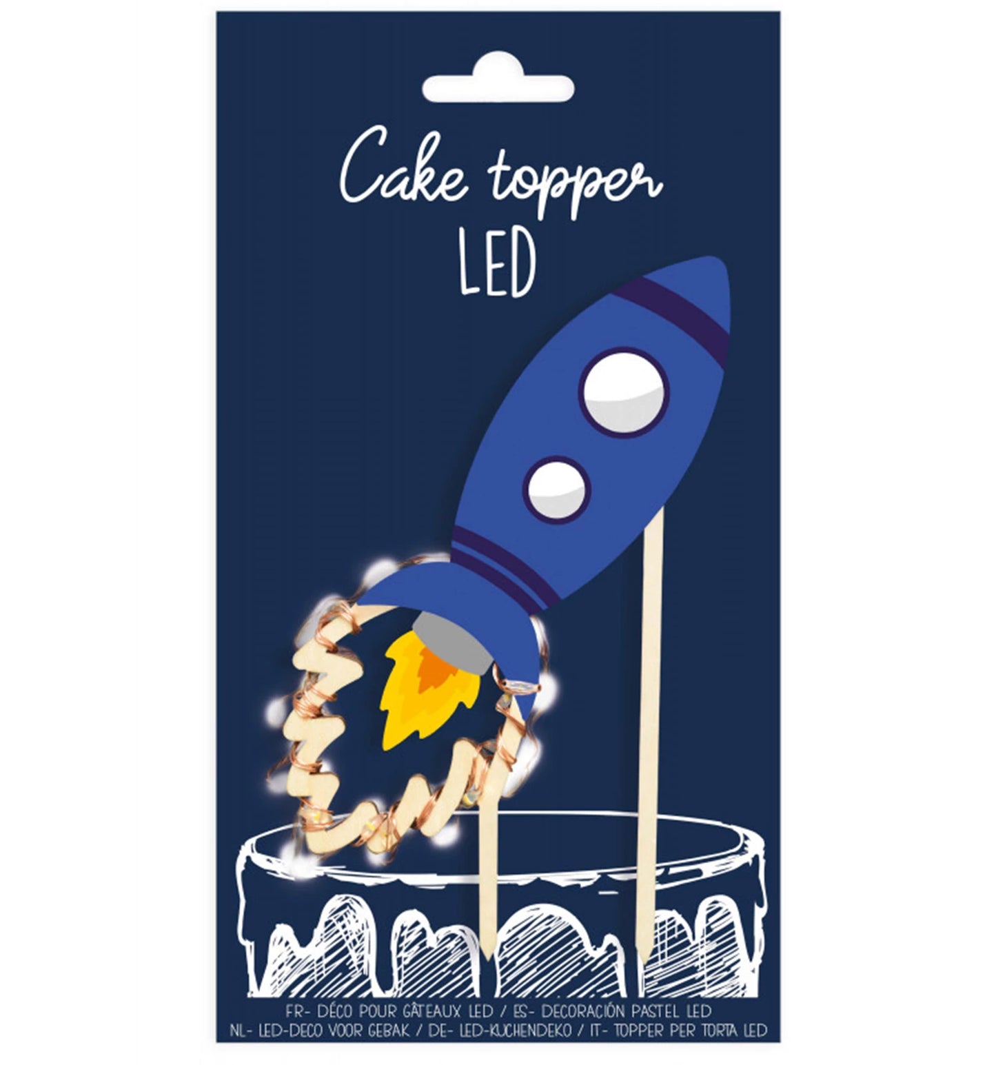 TOPPER PER TORTA A FORMA DI RAZZO LED