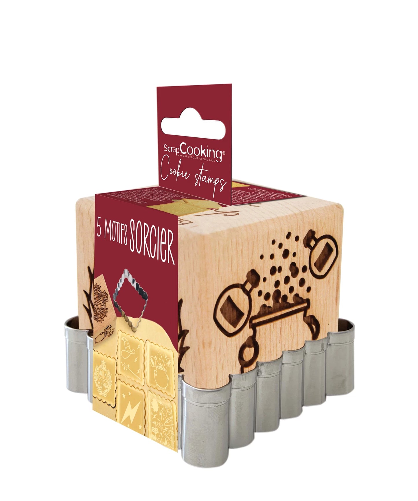 TIMBRO PER BISCOTTI STREGA IN LEGNO + TAGLIABISCOTTI