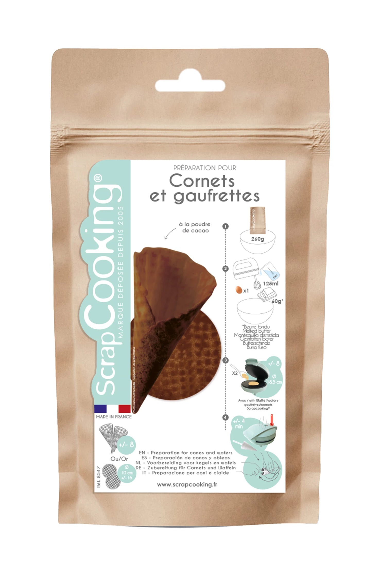 ZUBEREITUNG Waffelhörnchen/Schokoladenhörnchen 260g