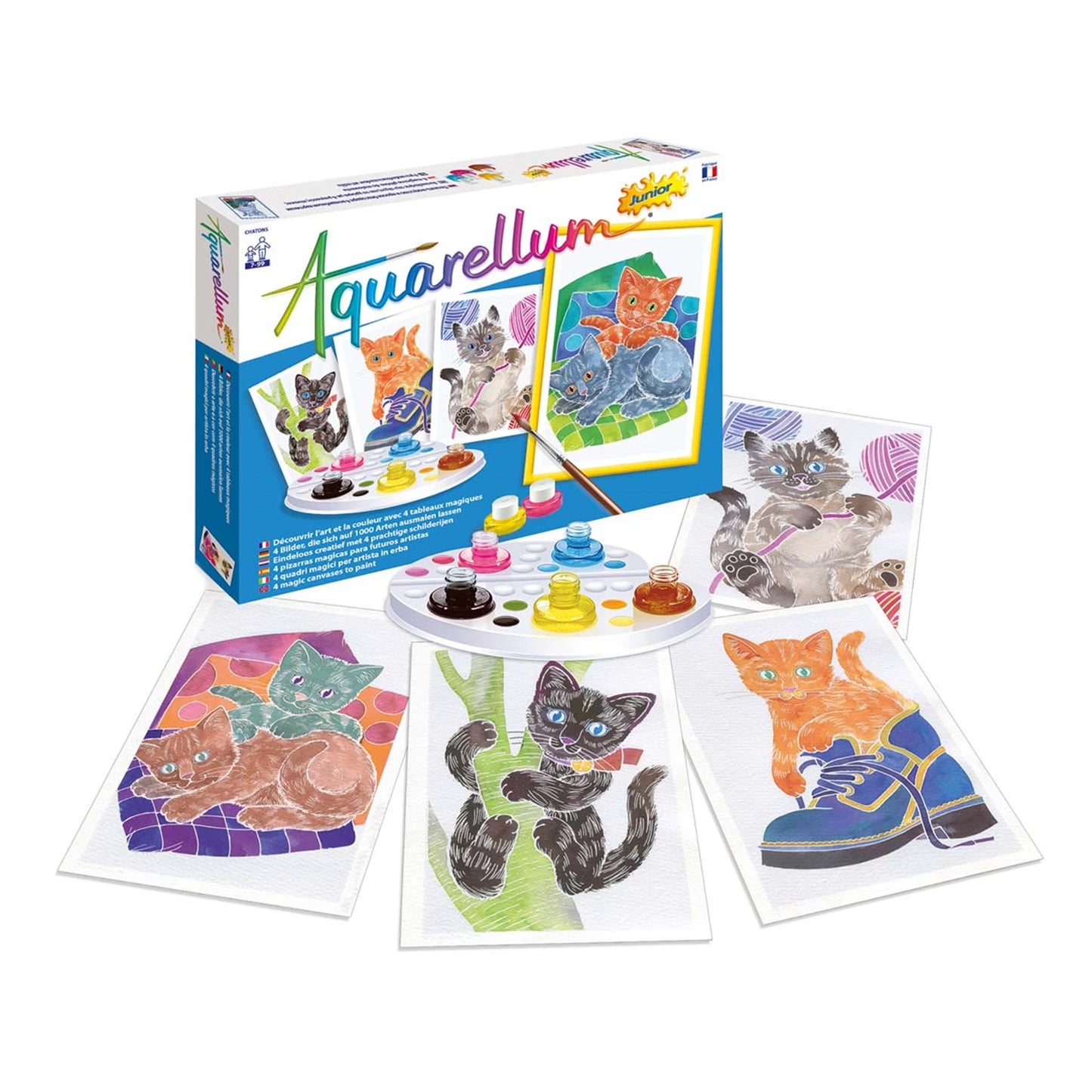 AQUARELLUM JUNIOR 4 CARTES CHATS (FR-DE-IT-EN-ES-NL)