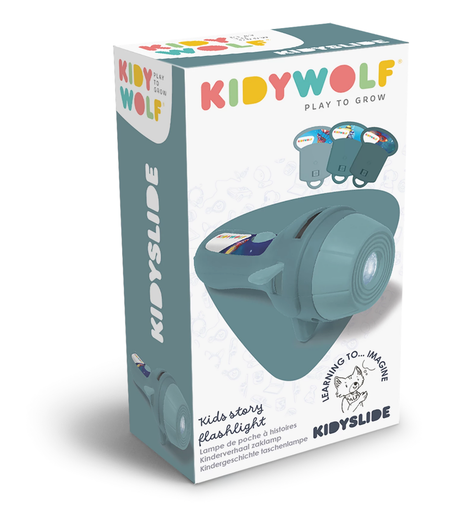 LAMPE DE POCHE PROJECTEUR AVEC 3 DISQUES (BLEU) - KIDYWOLF