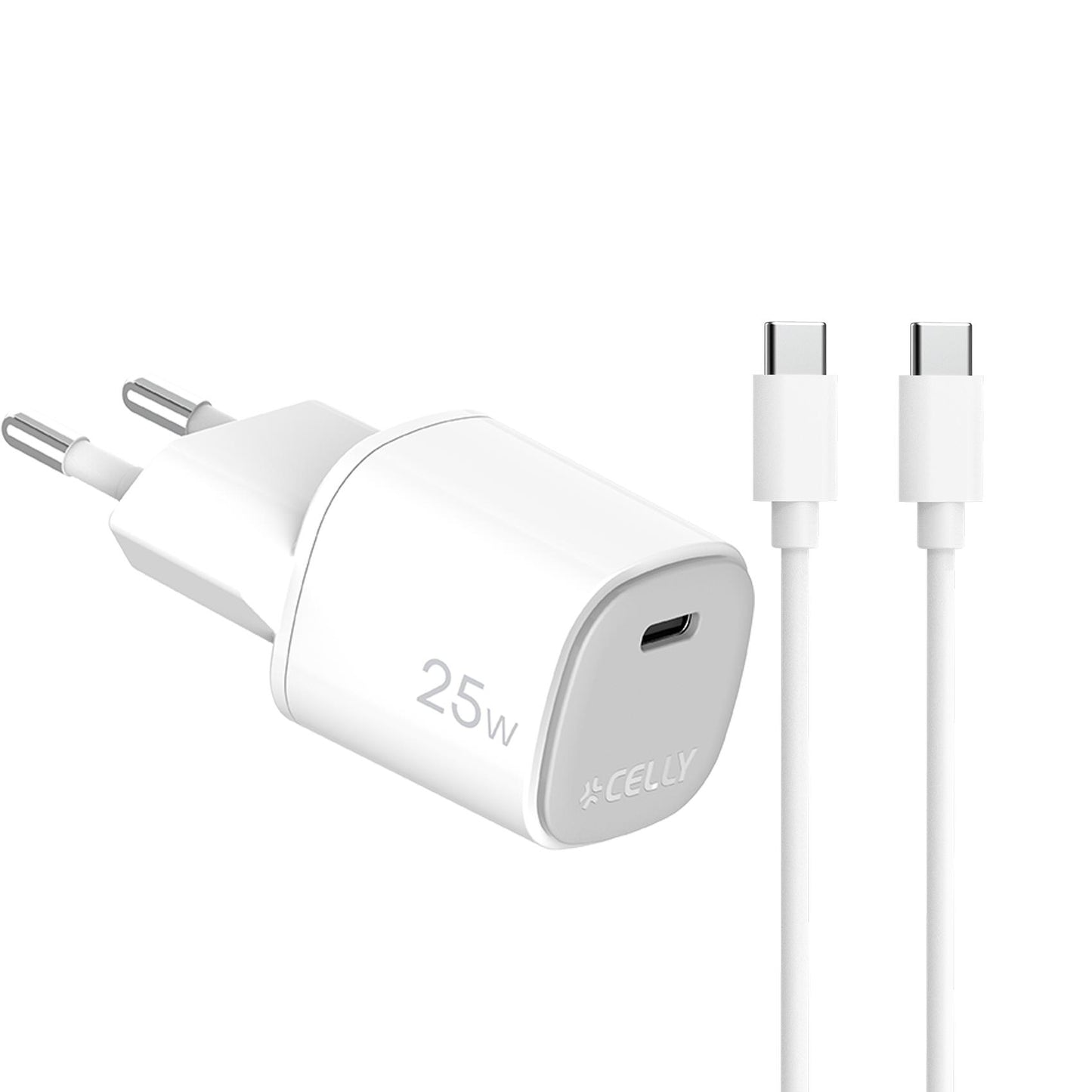 REISELADEGERÄT 25W MIT USB-C-KABEL WEISS - CELLY