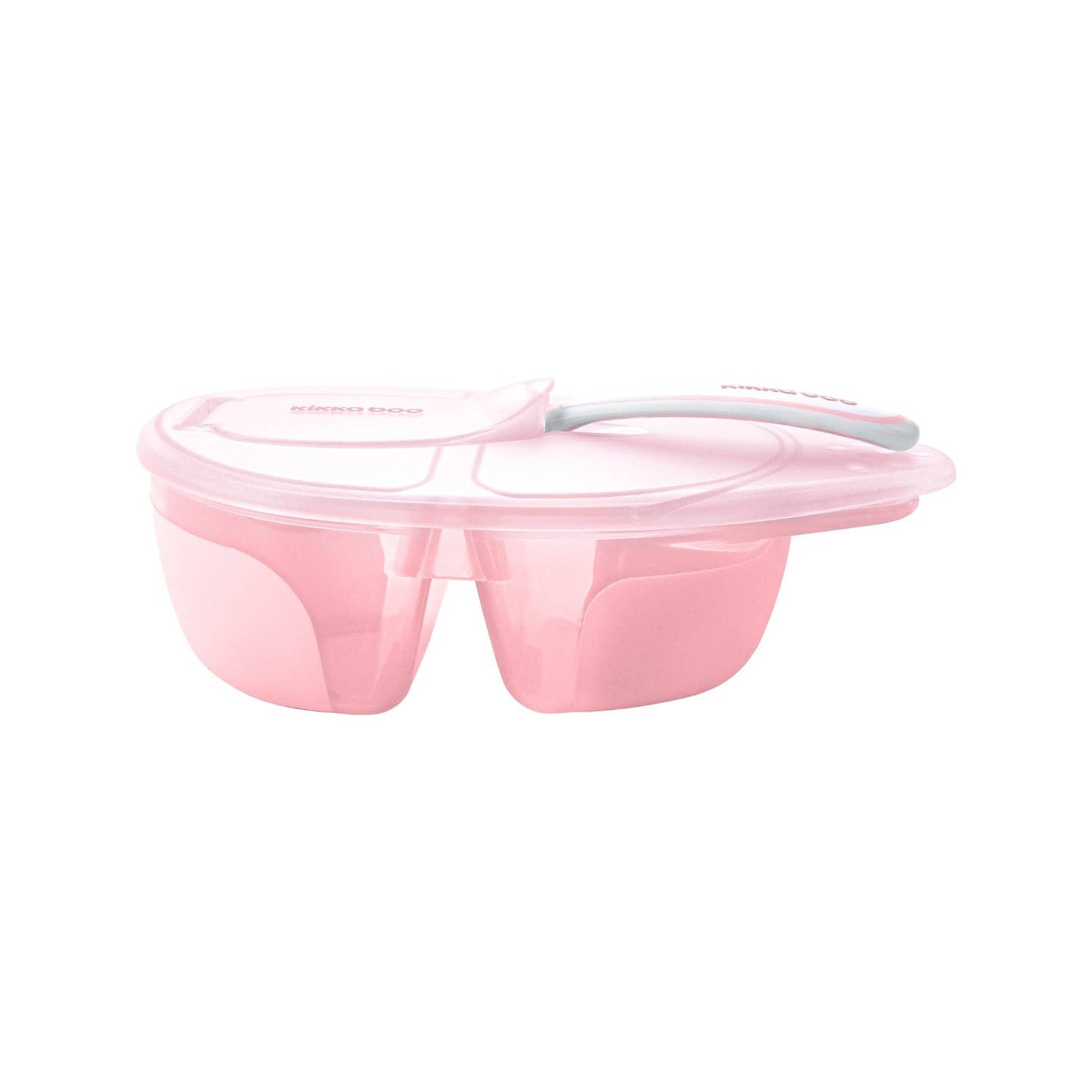 TELLER MIT FÄCHERN UND LÖFFEL - PINK - KIKKABOO