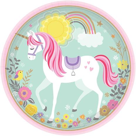 8 MAGISCHE EINHORN TELLER - AMSCAN