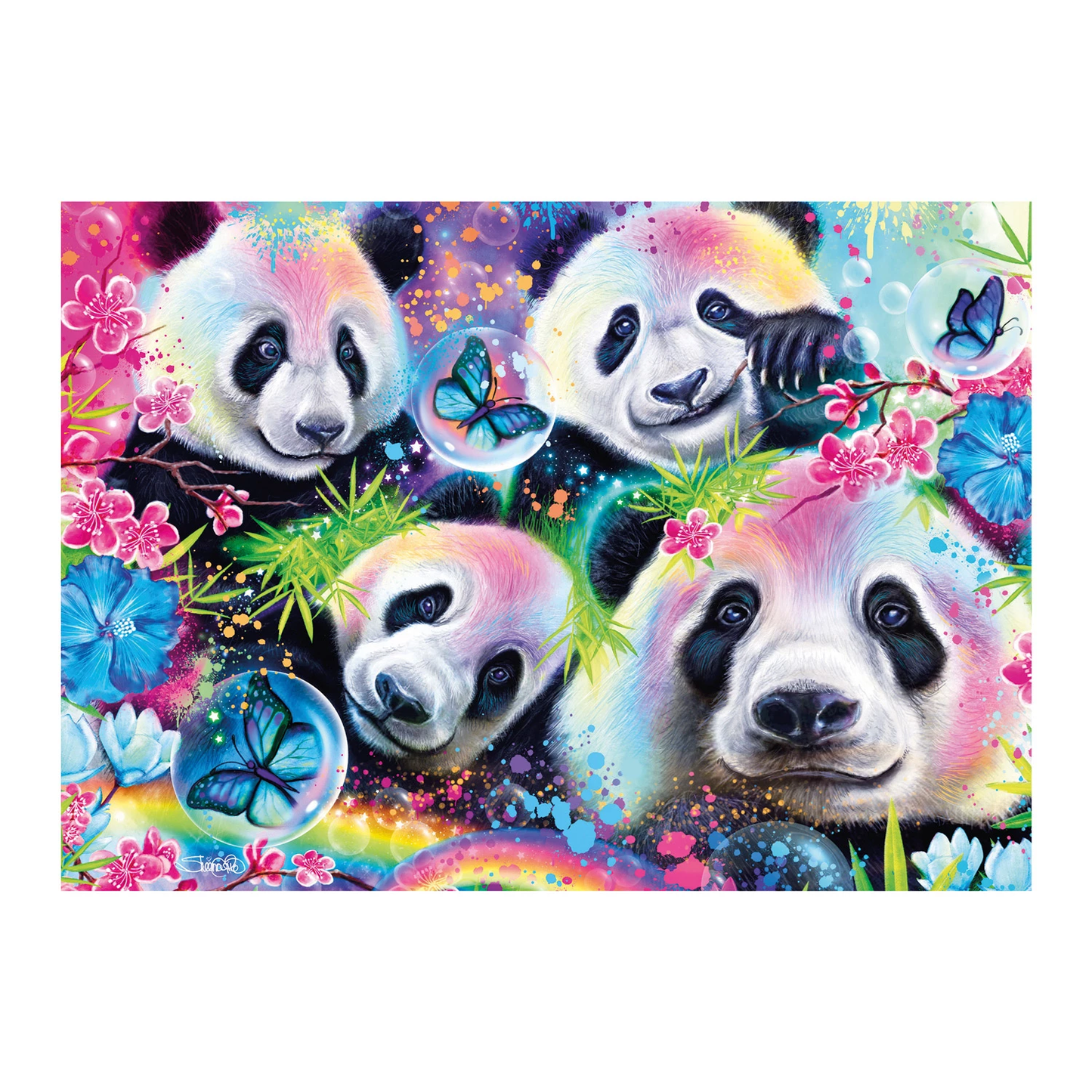 PUZZLE PANDA BLÜTEN NEON 1000 TEILE - SCHMIDT