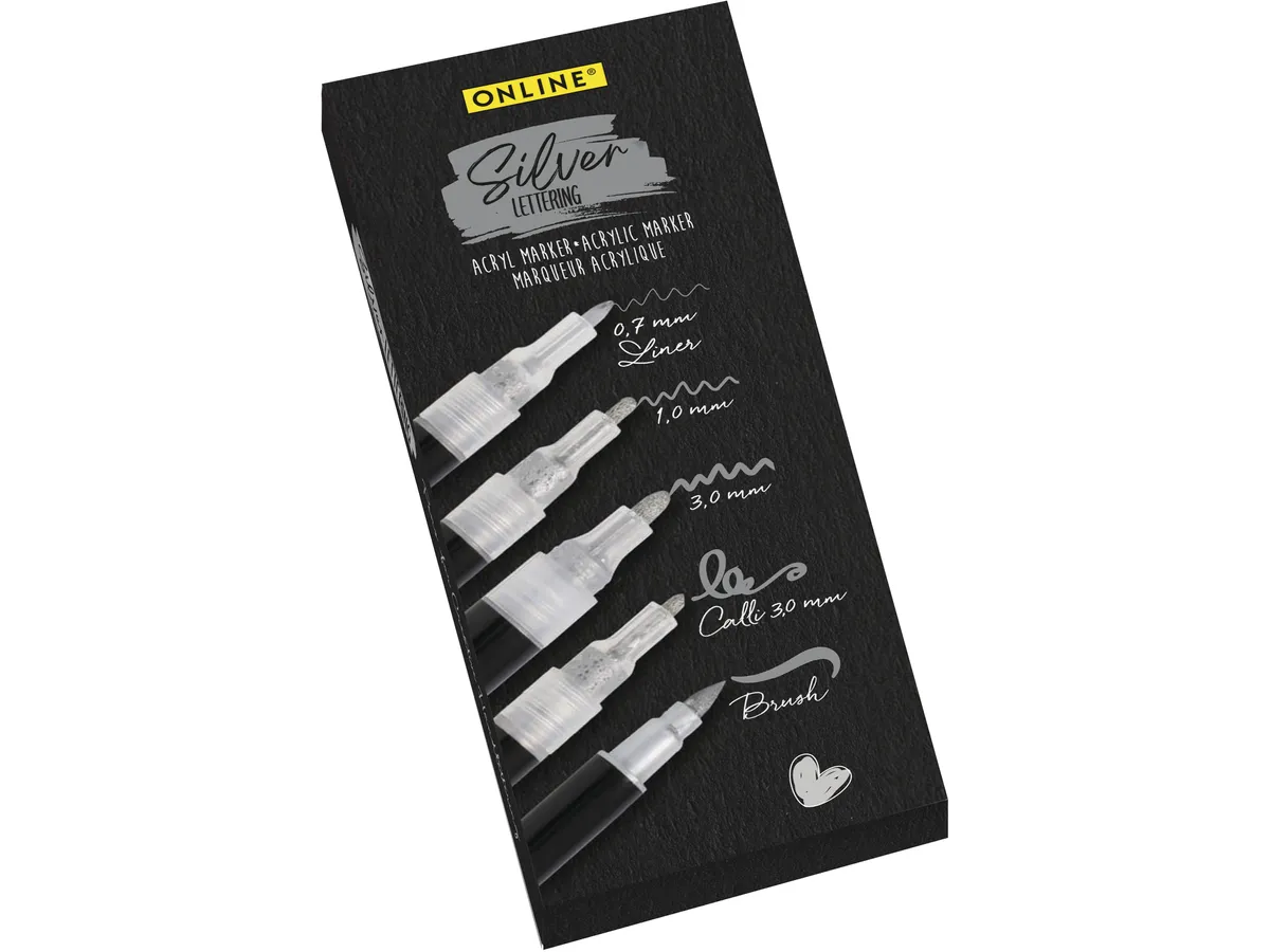 SET PENNE SILVER PER LETTERING PACK DA 5 - ONLINE