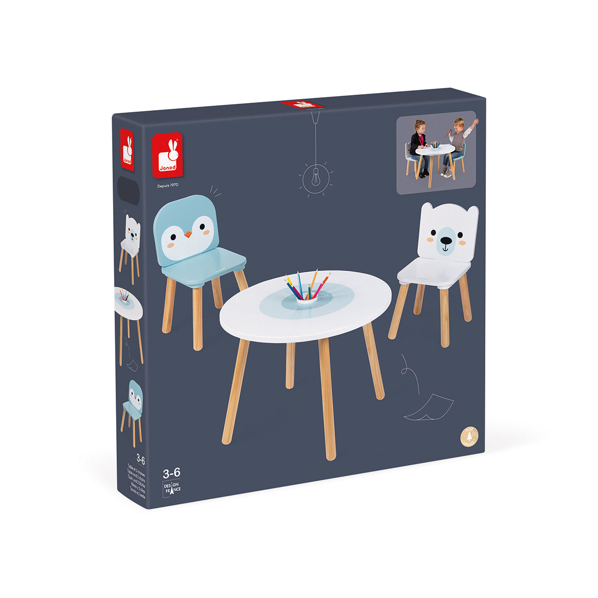 🟡 TISCH MIT STÜHLEN POLAR AUS HOLZ - JANOD - BESTSELLER
