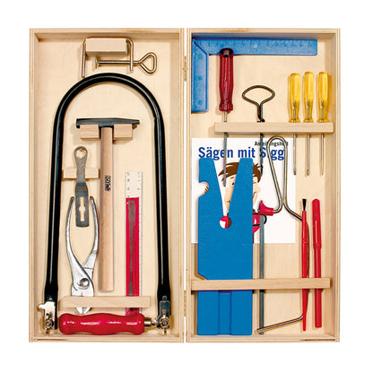 LOT DE SCIES PLIANTES DANS UNE BOÎTE PLIANTE EN BOIS 🔶