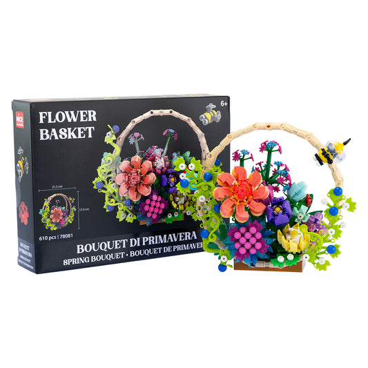 COMPOSITION FLORALE DANS UN PANIER – 610 PIÈCES 🔶