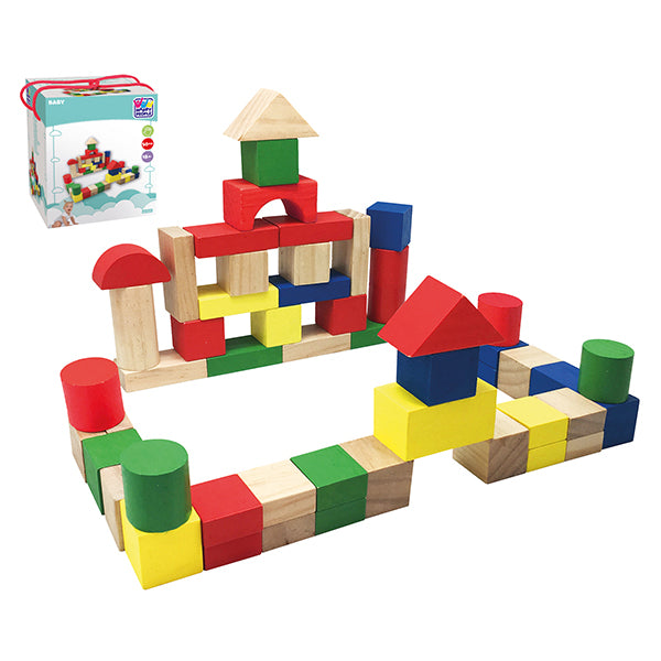 BLOCS DE CONSTRUCTION EN BOIS, 50 PIÈCES. 🔶