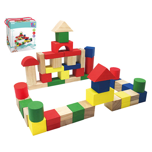 BLOCCHI DA COSTRUZIONE IN LEGNO, 50 PEZZI. 🔶