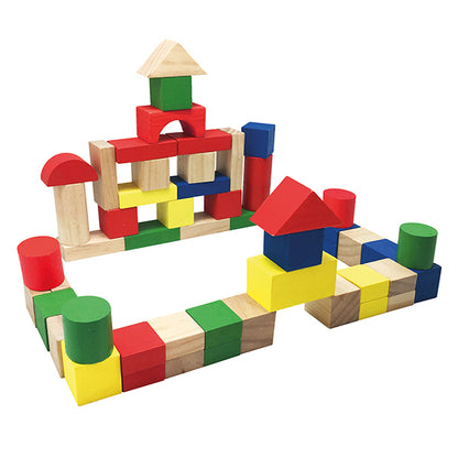 BLOCS DE CONSTRUCTION EN BOIS, 50 PIÈCES. 🔶
