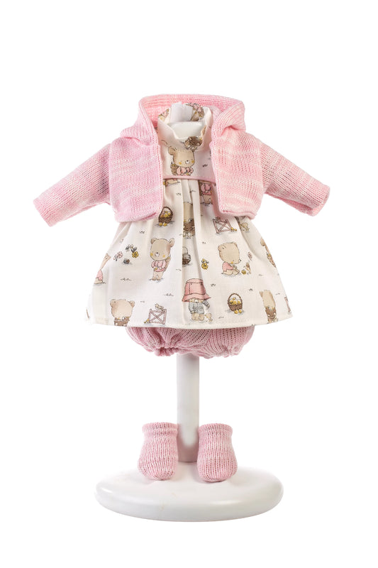 BÄREN-KLEIDERSET, ROSA, 33 CM