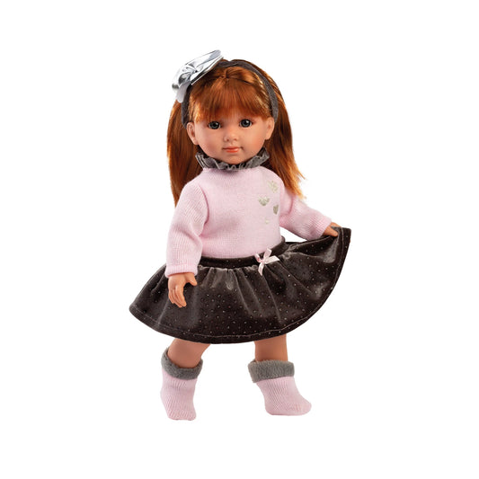 Puppe Nicole, rothaarig mit Rock, 35 cm