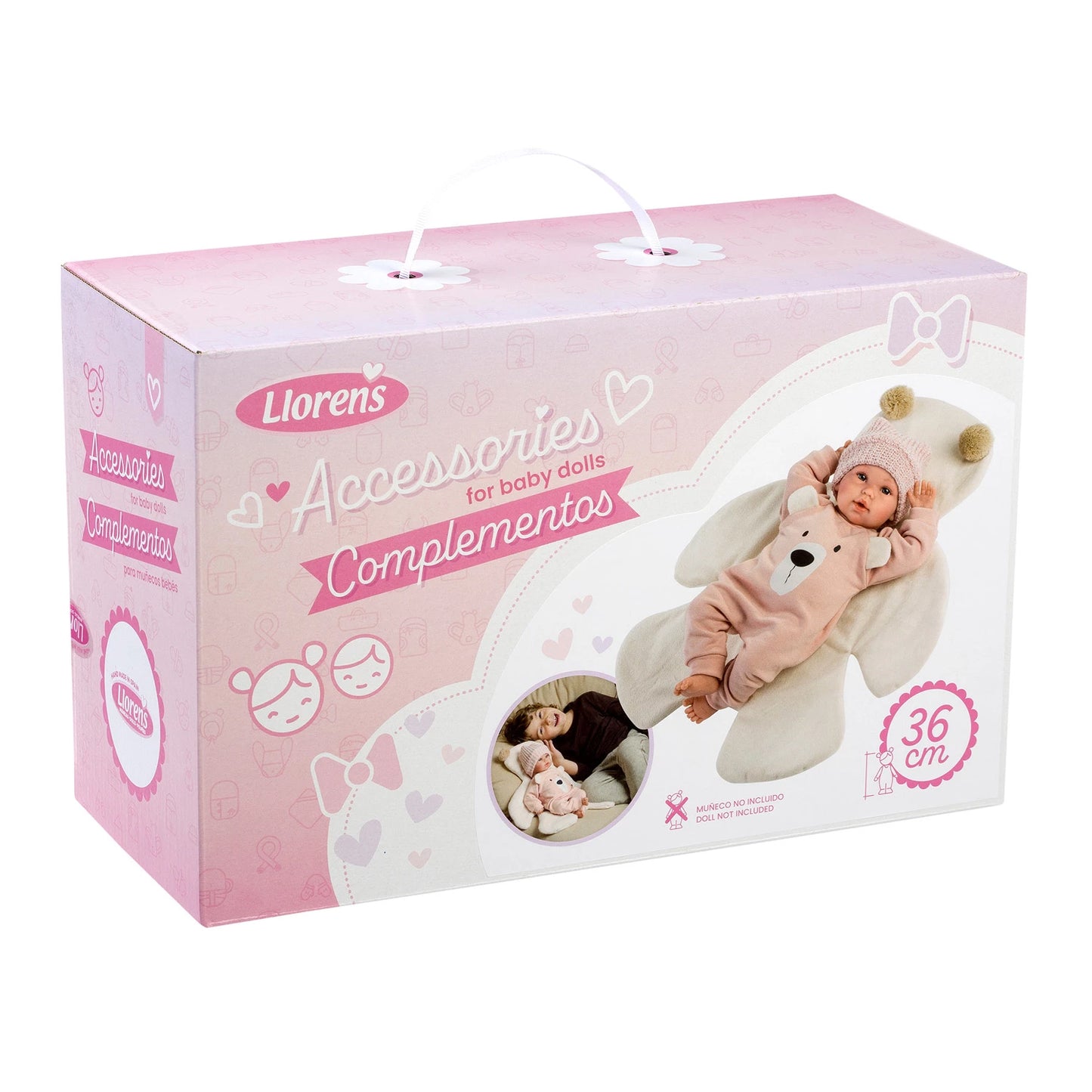 DECKE UND STRAMPLER ROSA BÄR 36 CM