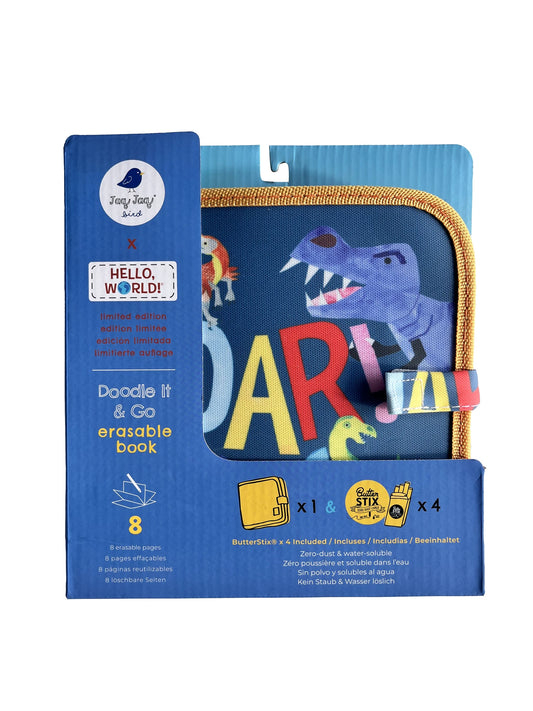 ZEICHENBUCH-SET MIT BUNTSTIFTEN, 4 PASTELLE, DINOSAURIER