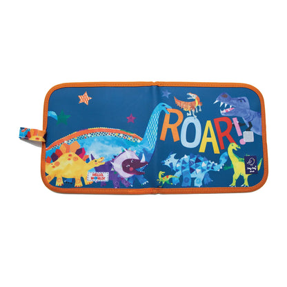 ZEICHENBUCH-SET MIT BUNTSTIFTEN, 4 PASTELLE, DINOSAURIER