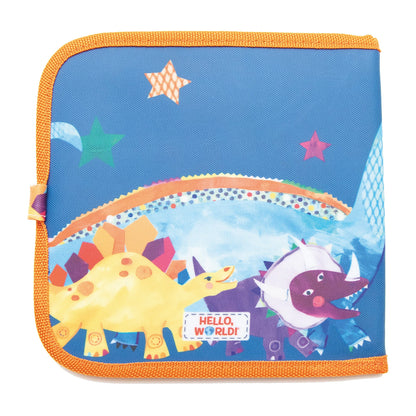ZEICHENBUCH-SET MIT BUNTSTIFTEN, 4 PASTELLE, DINOSAURIER