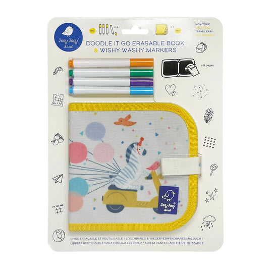 MINI-MALBUCH ZEBRA MIT 4 WISHY WASHY FILZSTIFTEN