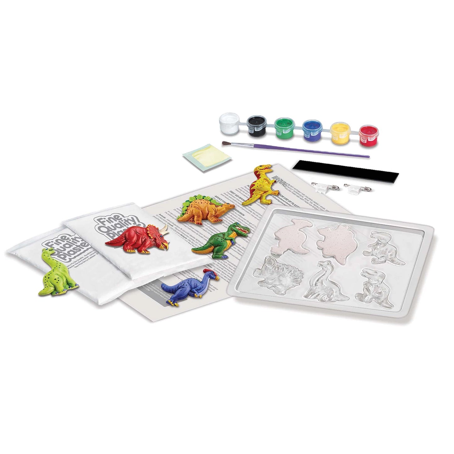 SET DI GESSO E VERNICE FLUORESCENTI PER DINOSAURI