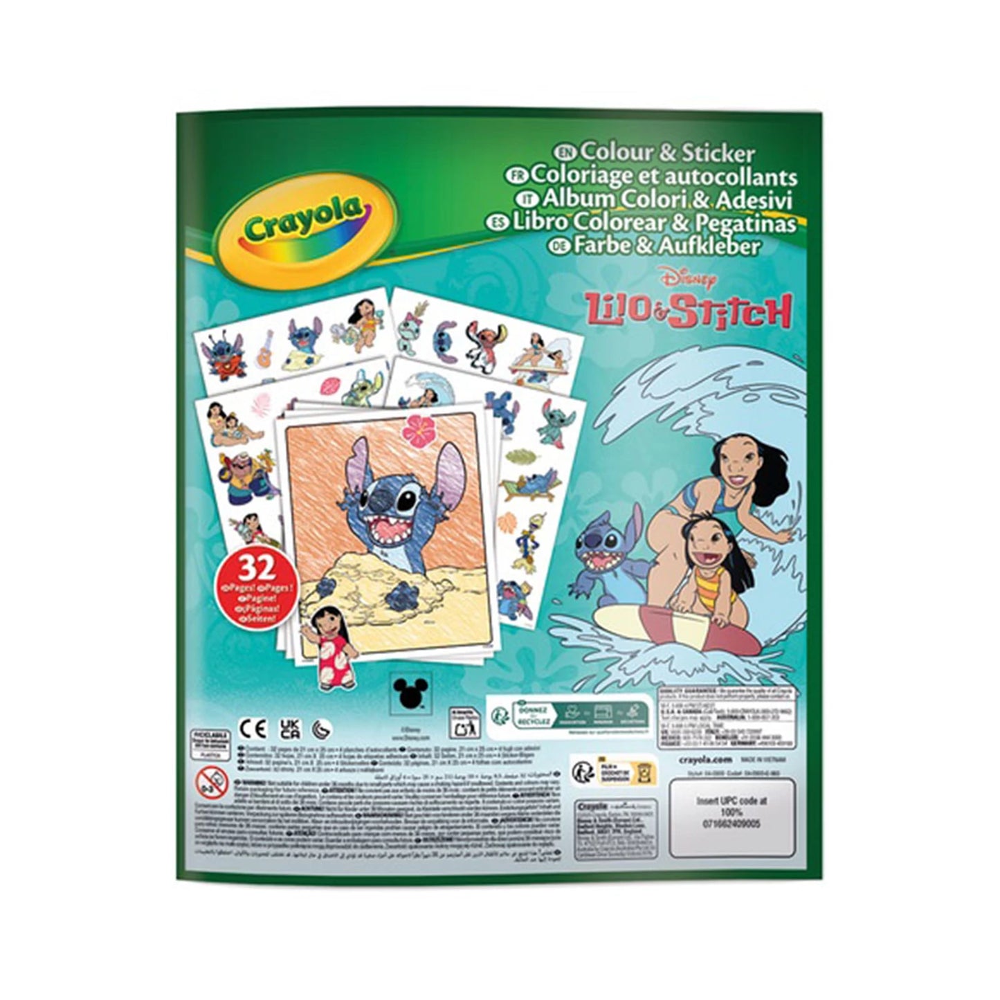 LIBRO DA COLORARE E ADESIVI DI LILO & STITCH