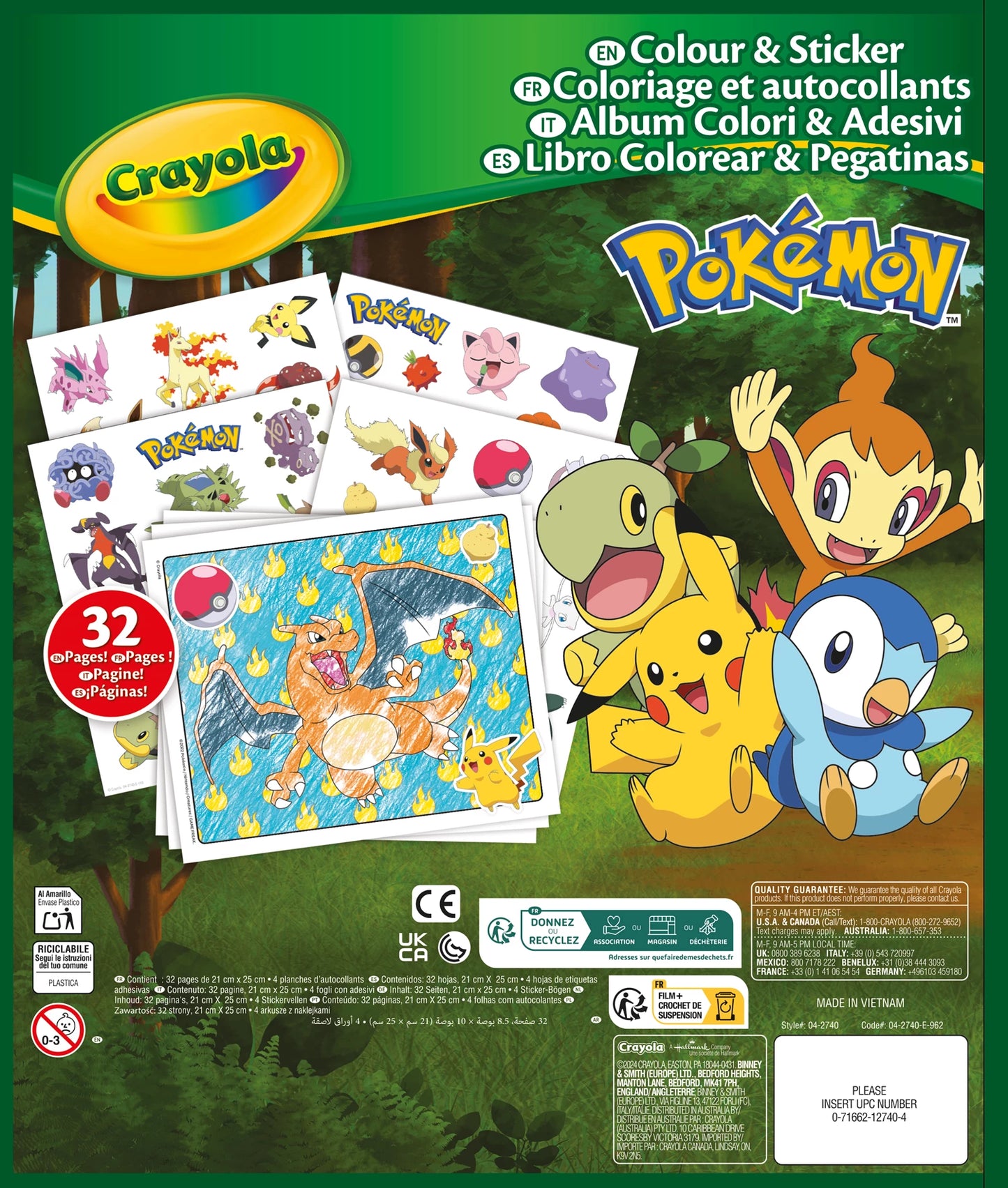 LIBRO DA COLORARE E ADESIVI POKÉMON