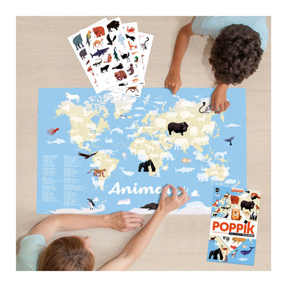 POSTER DIDATTICO ADESIVO ANIMALI DEL MONDO