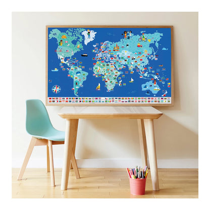 POSTER DIDATTICO ADESIVO CON LE BANDIERE DEL MONDO