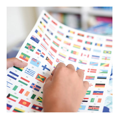 POSTER DIDATTICO ADESIVO CON LE BANDIERE DEL MONDO
