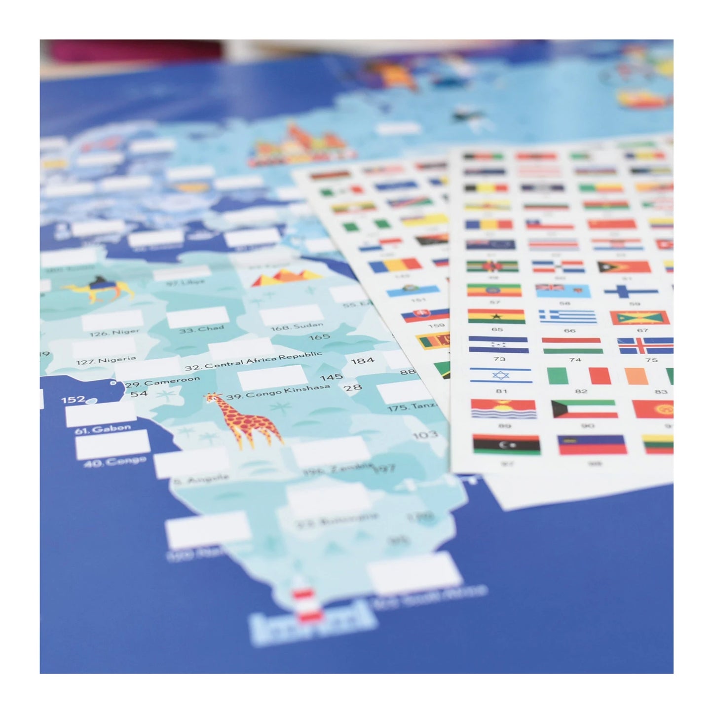 POSTER DIDATTICO ADESIVO CON LE BANDIERE DEL MONDO