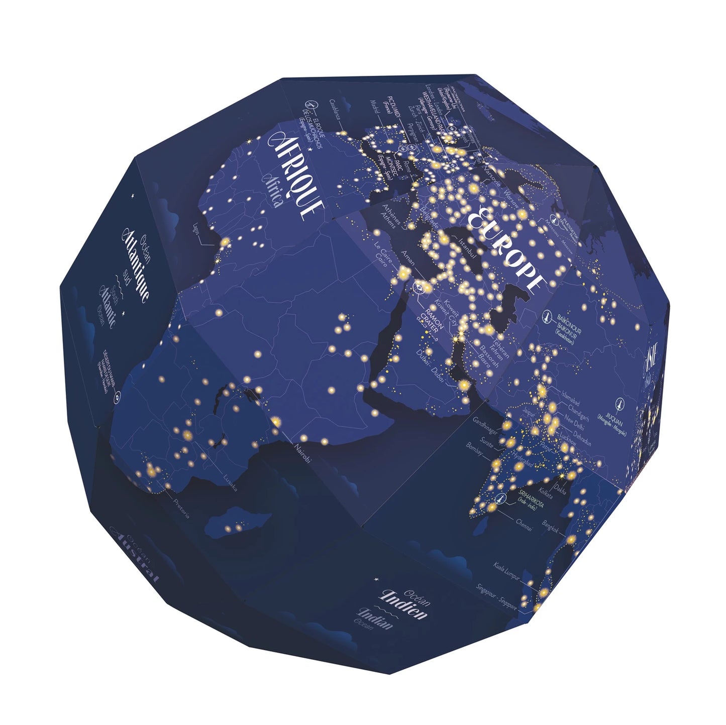 MON GLOBE TERRESTRE DIY, LA TERRE LA NUIT