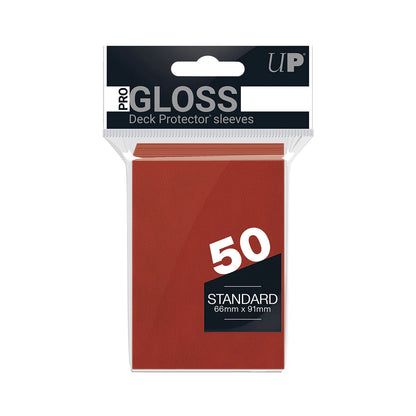 PRO-GLOSS RED STANDARD DECK PROTECTORS (50)